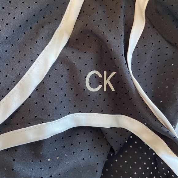 Calvin Klein Performance Perforated Mini Shorts Sz L black and white stripes NWT - Picture 9 of 10